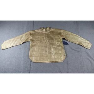 New Scoop NYC Womens Large Turtleneck Sweater Gold Metallic Ribbed Knit